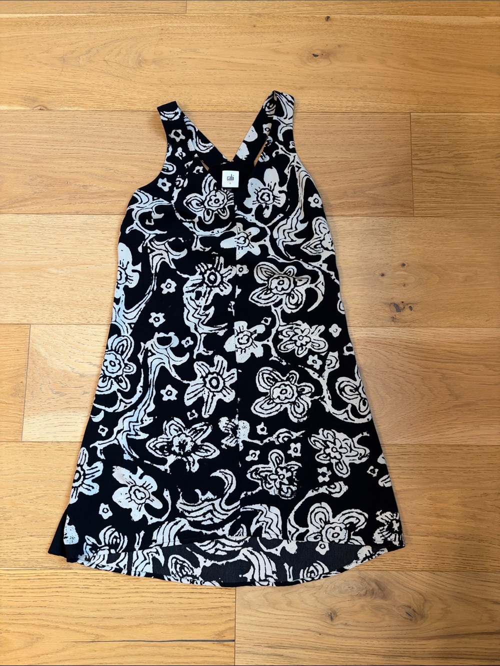 CAbi Black and White Dress